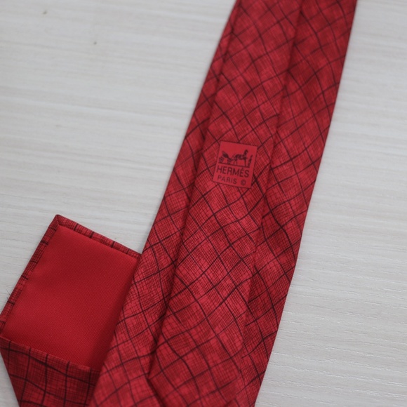 Hermes Red silk tie - Picture 2 of 4
